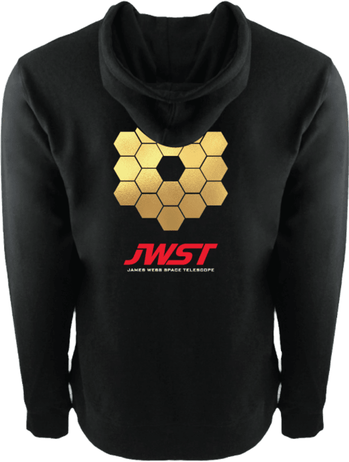 Shine bright in the NASA James Webb Space Telescope Foil Zip Hoodie, a stellar blend of style and cosmic fascination for space enthusiasts.