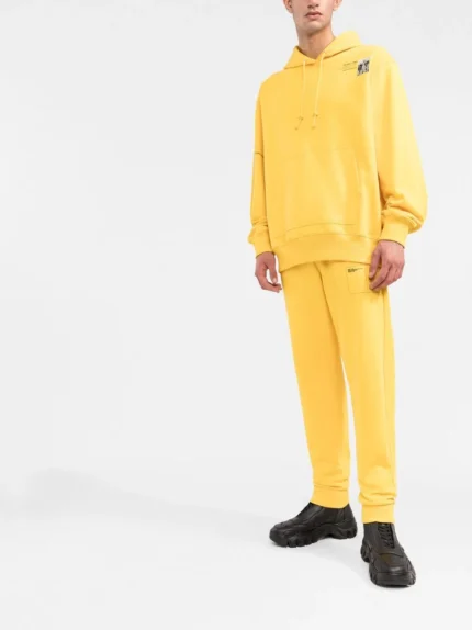 Yellow New York postcard print hoodie, adding a vibrant touch of urban style to your wardrobe.