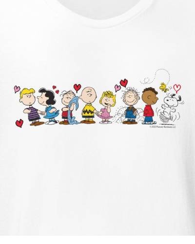 Peanuts Gang Love Adult T-Shirt: Spread love with this adult-sized tee featuring the iconic Peanuts Gang, perfect for a nostalgic and heartwarming style.