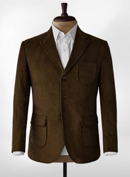 Stay functional and stylish with a patch pockets corduroy jacket, perfect for a casual-chic look.