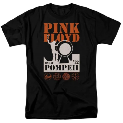 Pink Floyd "Live at Pompeii" T-Shirt featuring a captivating design commemorating the iconic live performance.
