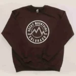 Rocky Mountain Badge crewneck sweatshirt, featuring a stylish emblem for a rugged and outdoorsy vibe.