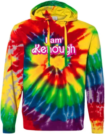Ryan Gosling 'I Am Enough' Tie Dye Hoodie in Multi, a colorful and empowering fashion statement.