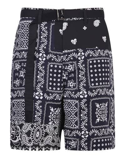 Sacai Bandana Print Belted Shorts: Elevate your style with these fashionable and belted shorts featuring a bandana print.