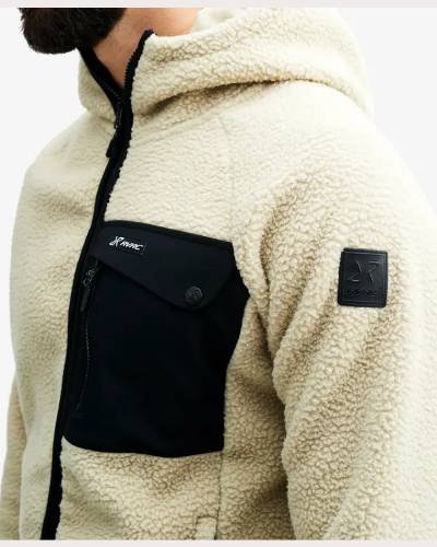 Sherpa Hoodie for Men in Beige Khaki - a versatile and neutral addition for timeless winter style.