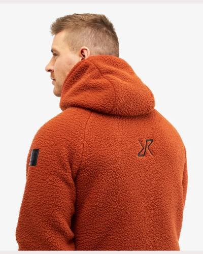 Sherpa Hoodie for Men in Rusty Orange - a vibrant and cozy choice for fall and winter fashion.