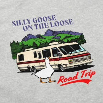 Silly Goose on the Road crewneck sweatshirt, a whimsical choice for your casual wardrobe.