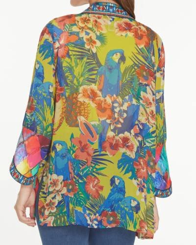 Tropical Print Kimono in Multi - embrace summer vibes with this vibrant and stylish kimono featuring a tropical print.