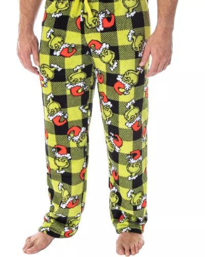 Stay cozy and festive with The Grinch Sneaky Face Fleece Plush Pajama Pants. These comfortable pants feature a playful Grinch face design, making them perfect for a fun and relaxing night in during the holidays.