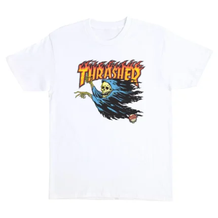 Embrace skate culture with the Thrasher O'Brien Reaper Santa Cruz Men's T-Shirt, featuring a bold design that combines the iconic Thrasher and Santa Cruz logos for a streetwear statement.