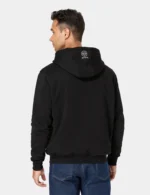 Unisex Heated Fleece Hoodie in Black, a cosy and versatile choice for cold weather.