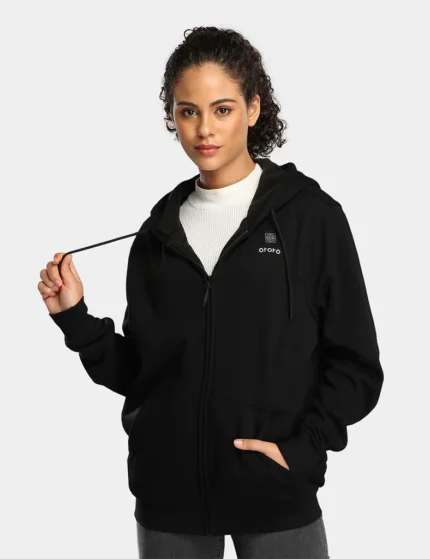 Unisex Heated Fleece Hoodie, a warm and comfortable option for staying cosy in chilly weather.