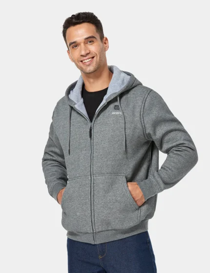 Unisex Heated Fleece Hoodie in Flecking Gray, a cosy and stylish choice for cold weather.