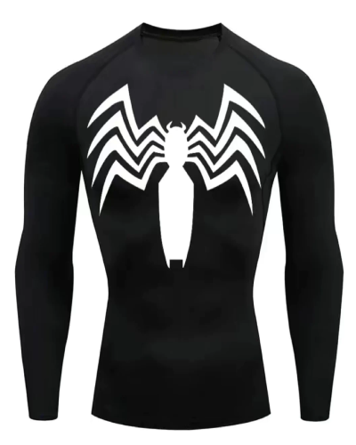 Venom" Long Sleeve Compression Shirt, a sleek and high-performance athletic garment featuring a dynamic design inspired by the iconic character.