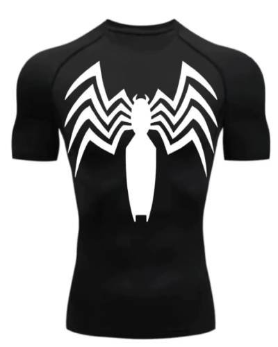 Venom" Short Sleeve Compression Shirt, a dynamic and sleek athletic garment inspired by the iconic character for a comfortable and stylish workout.