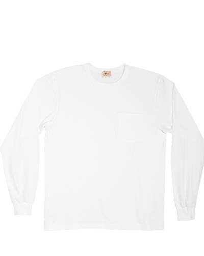 Whitesville Long Sleeve Pocket T-shirt in white, combining style and functionality with a classic pocket detail for a timeless look.