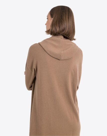 Elegant women's cashmere hoodie dress, a versatile piece blending style and comfort effortlessly.