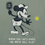Elevate your style on the pickleball court with the Women's Clean Steamboat Willie Pickleball Crusher Tee, offering a blend of comfort and Disney-inspired flair.