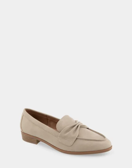 Women's Pale Khaki Loafer in a light shade, a stylish and comfortable footwear choice for a casual yet refined look.
