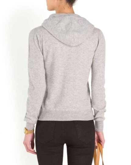 Luxurious women's pure cashmere hoodie sweatshirt, blending comfort and elegance for effortless style and cosiness.