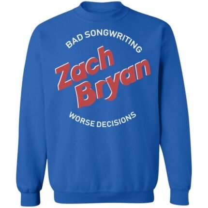 Zach Bryan Merch Bad Songwriting sweatshirt, a humorous addition to your casual wardrobe collection.