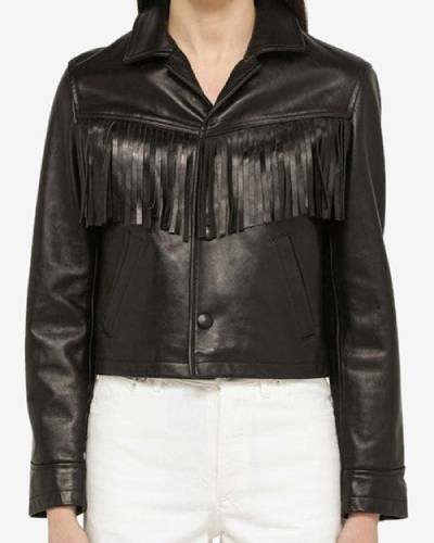 Fringe-Embellished Leather Jacket - rock a bohemian edge with this stylish and statement-making leather jacket