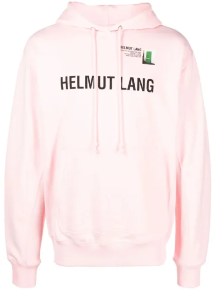 Pink logo print cotton hoodie, a chic and stylish addition to your casual wardrobe ensemble.