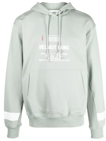 Logo print cotton hoodie in calming sage green, blending style and comfort seamlessly for everyday wear.
