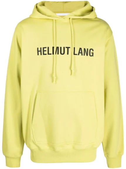 Logo print cotton hoodie in vibrant lime green, adding a splash of color to your casual wardrobe.