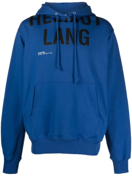 Blue logo print long sleeve hoodie, offering a stylish and casual look for everyday wear.