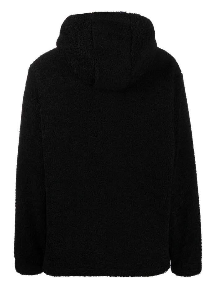 Black textured half-zip hoodie, a sleek and versatile addition to your casual wardrobe for any occasion.
